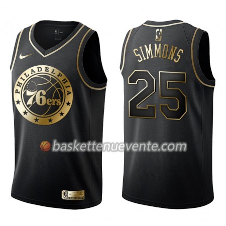 Maillot Basket Philadelphia 76ers Ben Simmons 25 Nike Noir Gold Edition Swingman - Homme